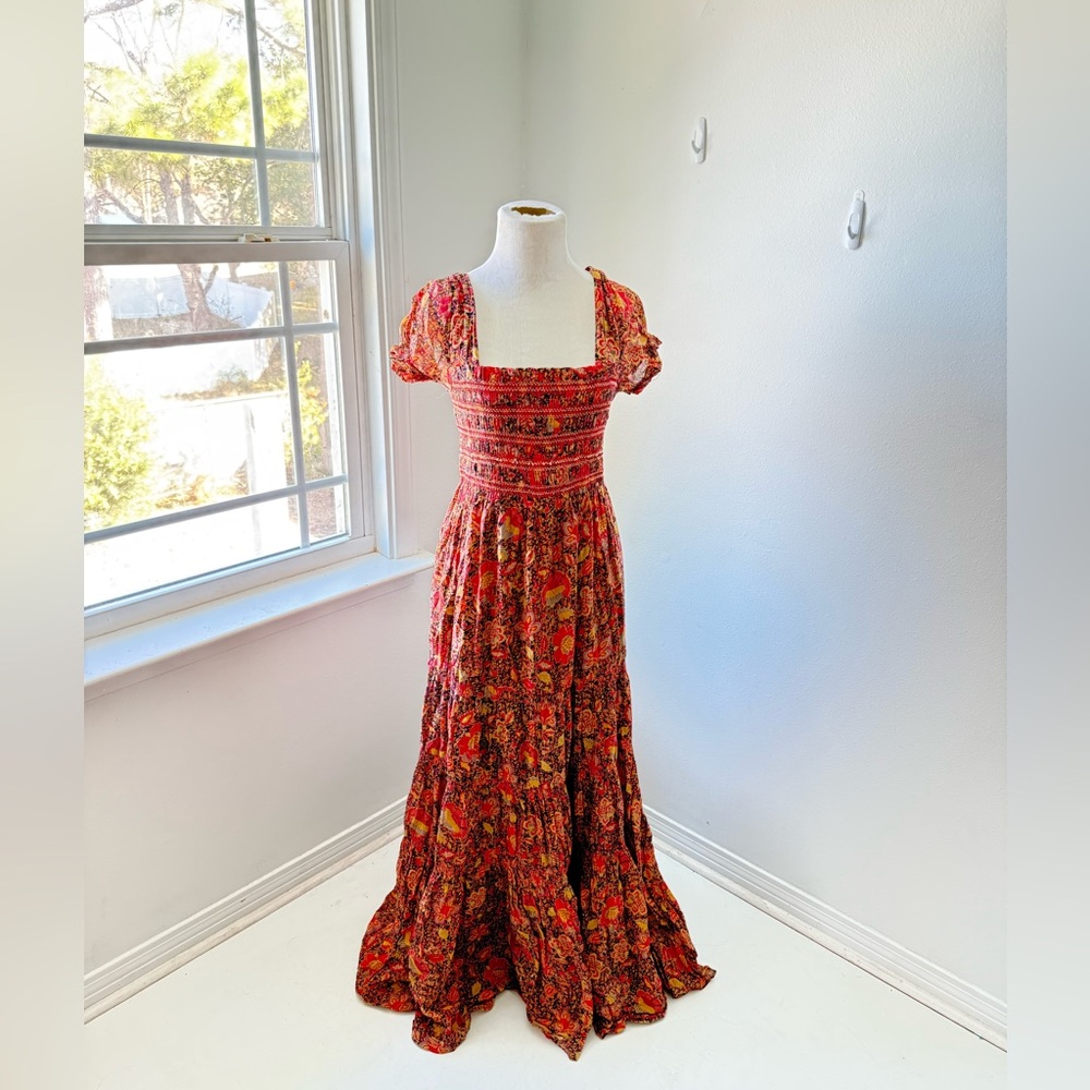 Red /
Orangish floral maxi dress